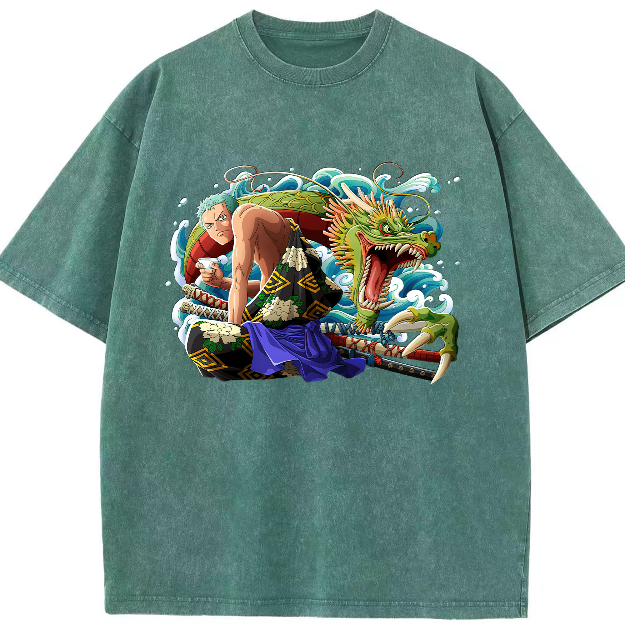 ワンピース ロロノア・ゾロ ONE PIECE Roronoa Zoro 綿100% ヴィンテージ風 半袖Tシャツ（フロントプリント）